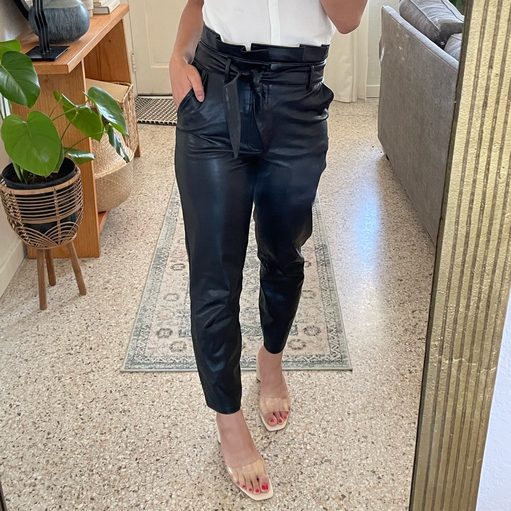 Abercrombie & Fitch Ultra High Rise Faux-Leather Paperbag Pants